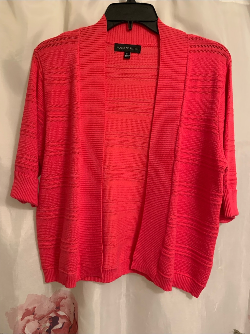 Open-Front Short Sleeve Cardigan - Coral